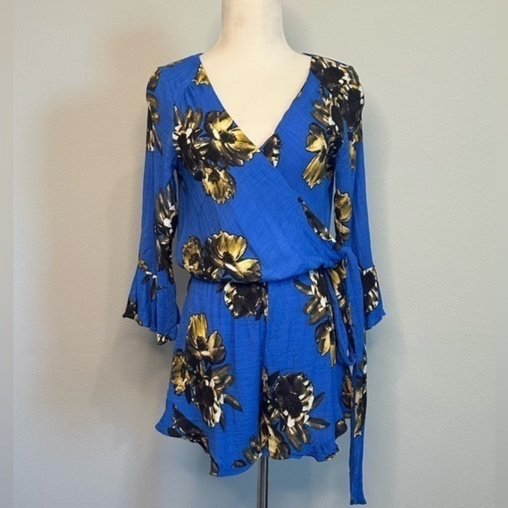 Free People Blue Floral Jumpsuit